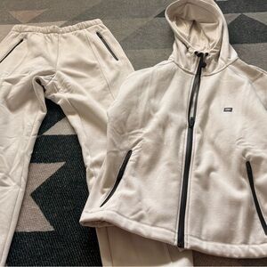 Victoria Secret White Zip-Up Hoodie with Black Accents and matching Pants. NWT